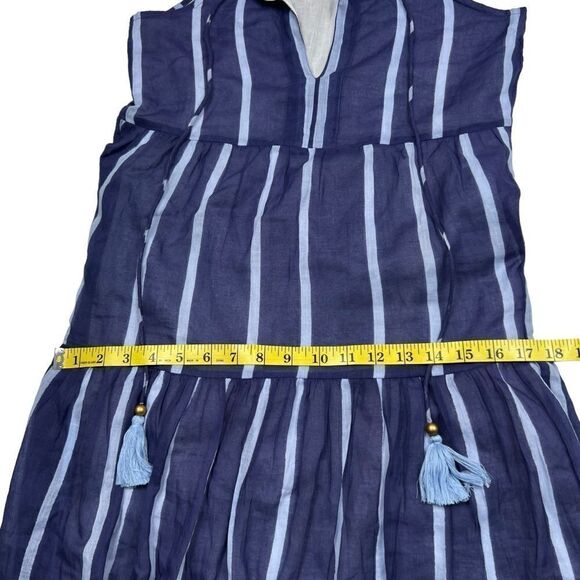 Oliphant Tiered Striped Tassel Tie Neck Maxi Dress Blue Size XS - Picture 9 of 12
